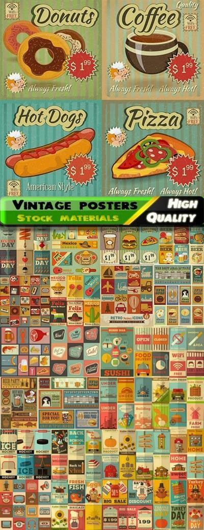 Vintage poster and elements Vintage poster and elements
