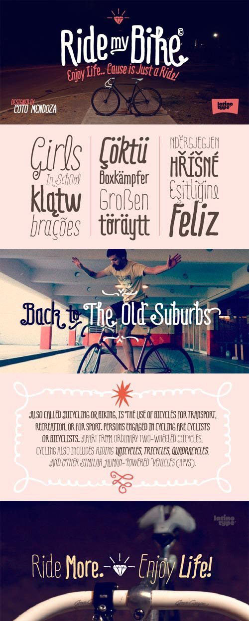 Ride my Bike Font Family - 5 Fonts