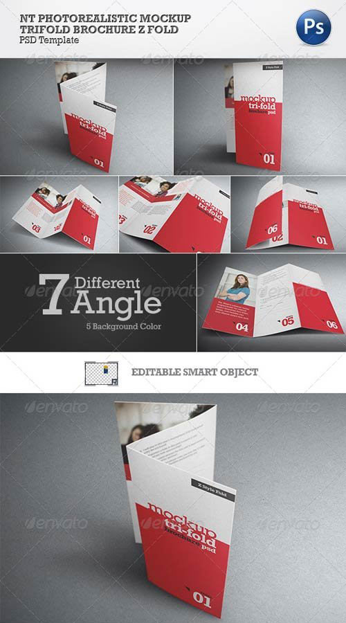 NT Photorealistic Mockup Trifold Brochure Z Style