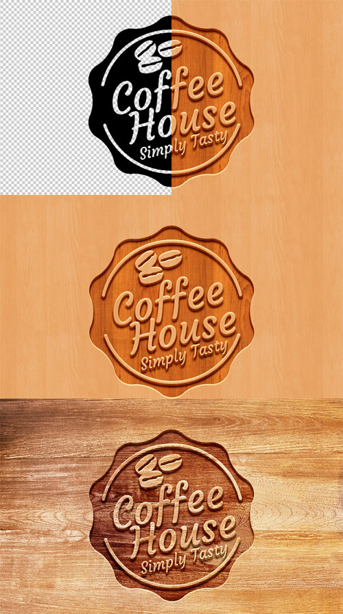 Carved Wood Logo Mockup