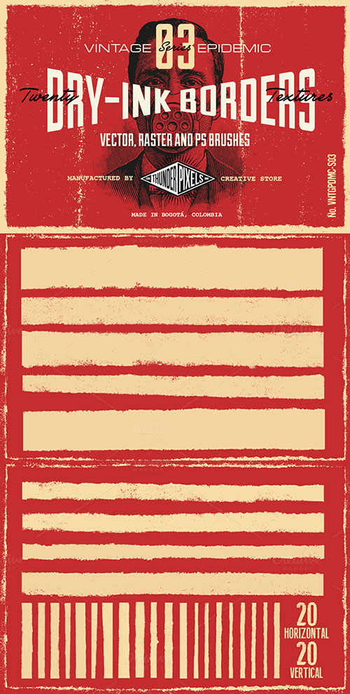 20 Dry Ink Borders Textures