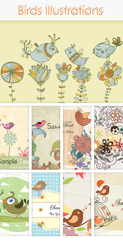 100 Birds Vector Illustrations