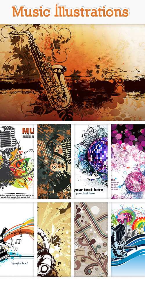 100 music Vector illustrations