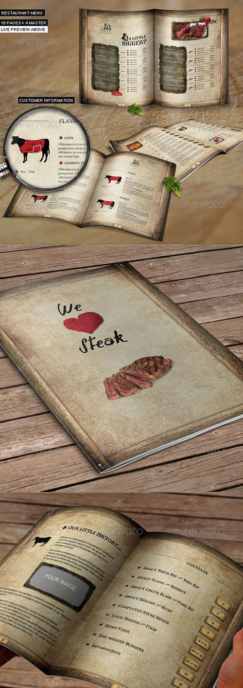 Steakhouse Menu Card in Western Style