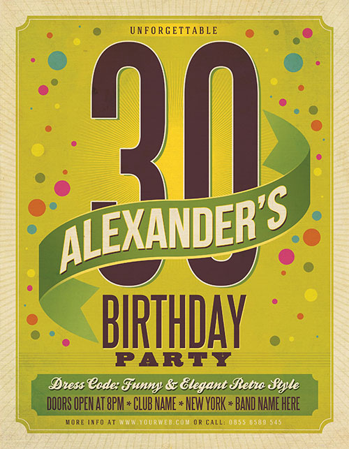 Retro birthday party flyer Retro birthday party flyer