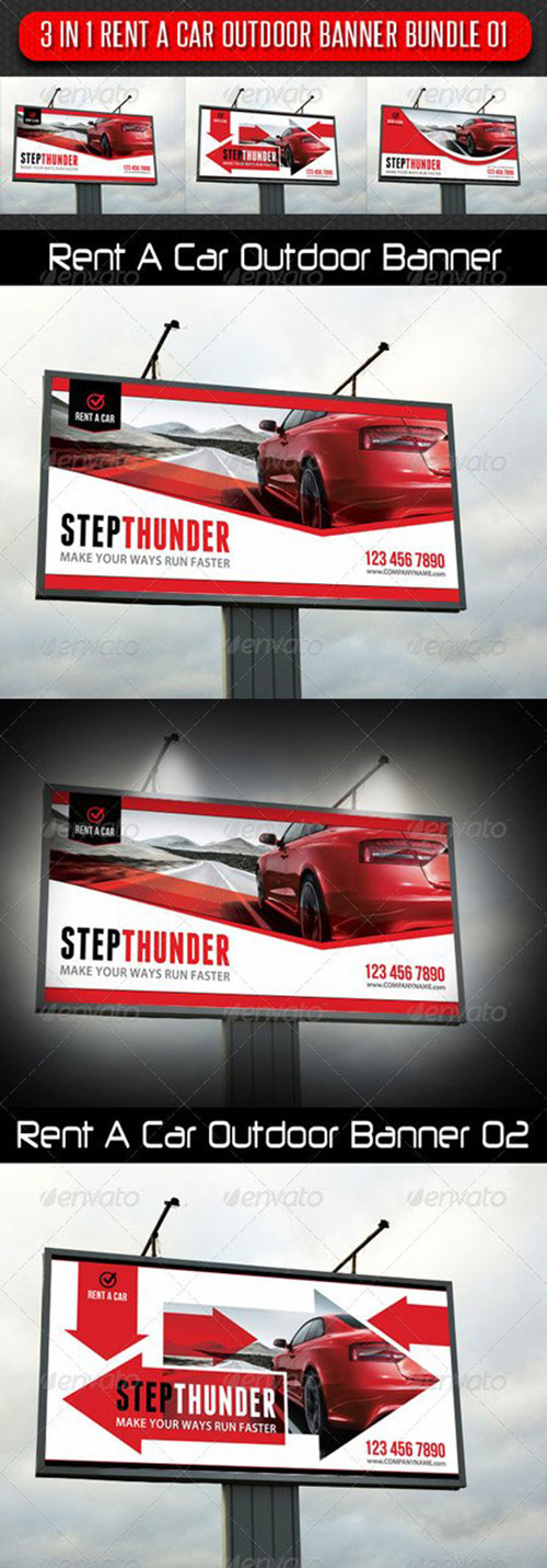 3 in 1 Rent A Car Outdoor Banner Bundle 01 3 in 1 Rent A Car Outdoor Banner Bundle 01
