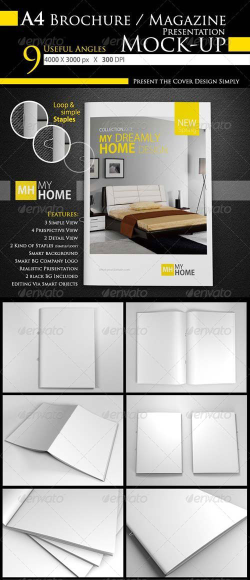 Photorealistic A4 Brochure / Magazine Mock-Up